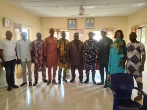 Caretaker Chairman, Zacchaeus Dare Micheal, His Entourage and ACP Godswill and Some Officials of the Nigeria Police