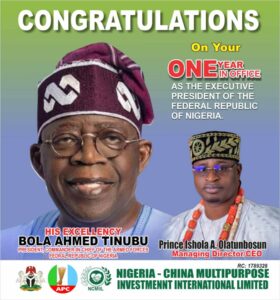 MD/CEO of Nigeria-China Multipurpose Investment International Limited Praise President Tinubu's Commitment to Nation Building