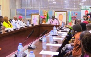 Governor of Ebonyi State, Rt. Hon. Francis Ogbonna Nwifuru, received NLTF Executive Secretary, Comrade Tosin Adeyanju and his Team on a Courtesy Call.